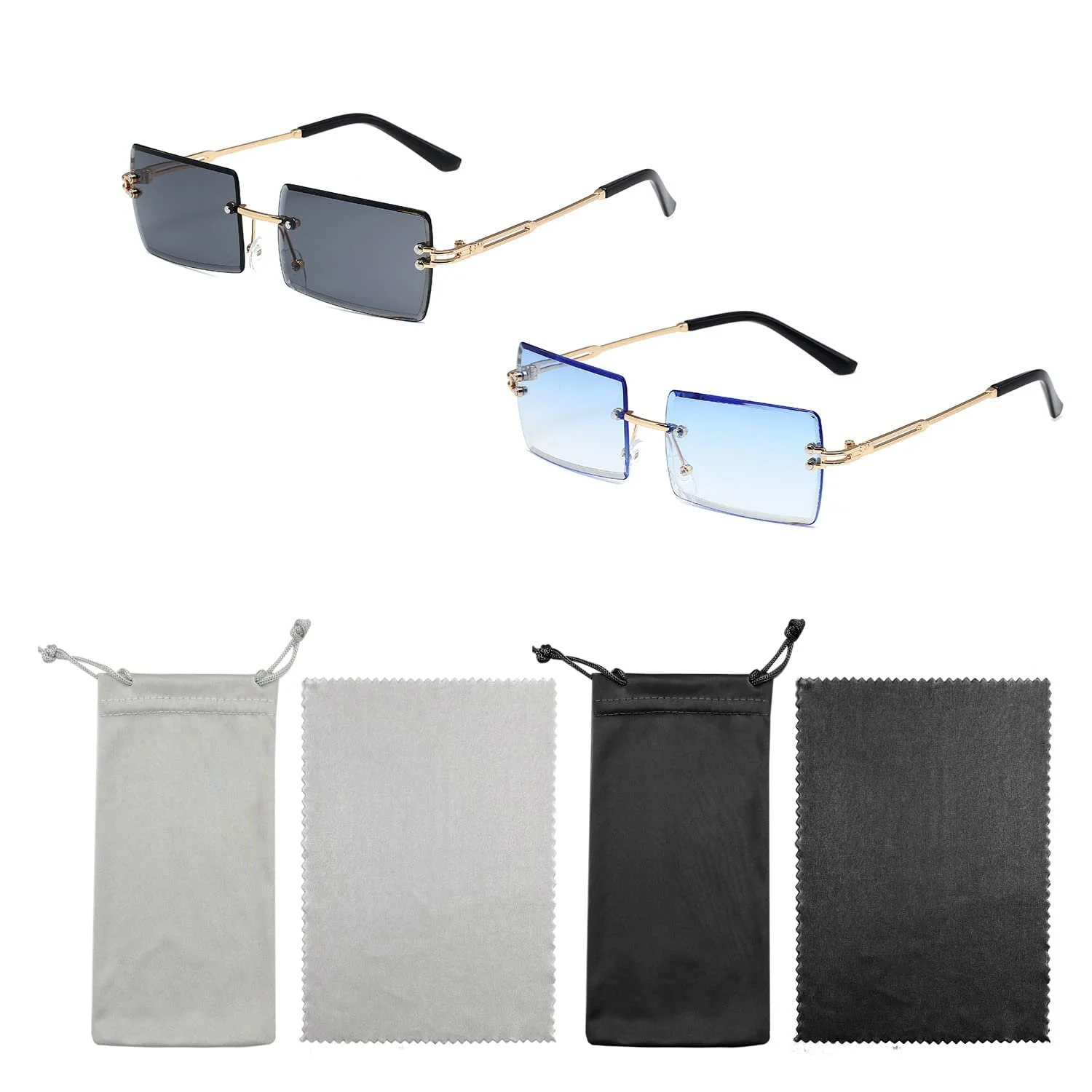 Солнцезащитные очки BEIIEB Прямоугольные Без оправы Прозрачные, фото №1