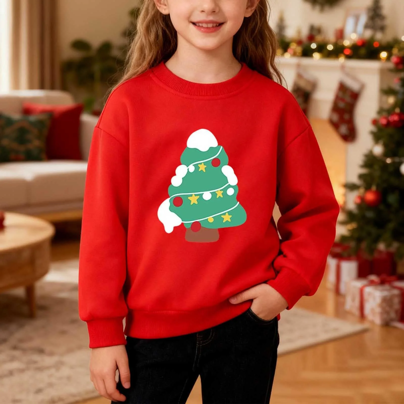 Рождественский свитшот для мальчиков 116, круглый вырез, длинный рукав, принт, флис, фото №3