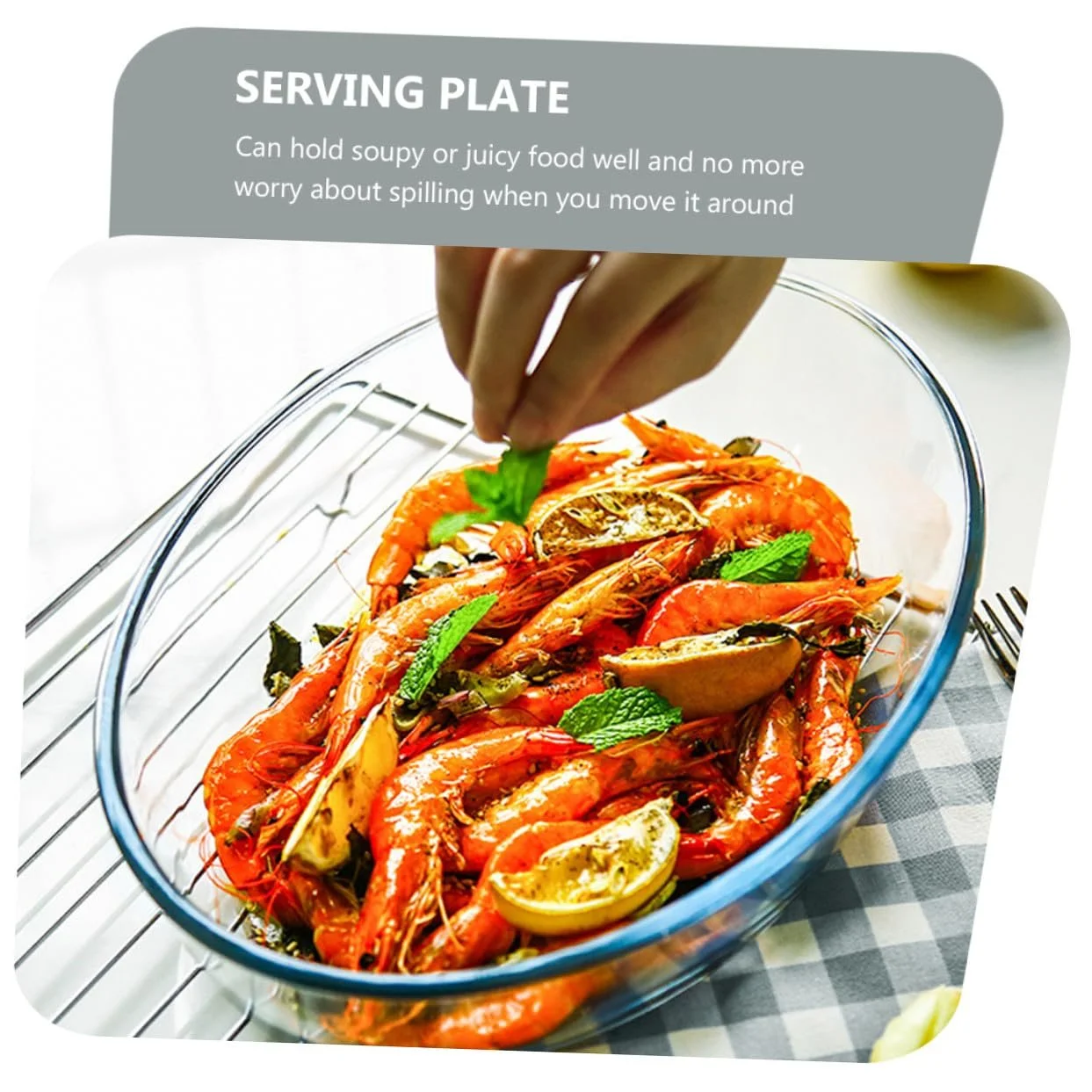 Форма для запікання овальна VANZACK скляна велика термостійка для СВЧ та сервірування, фото №3