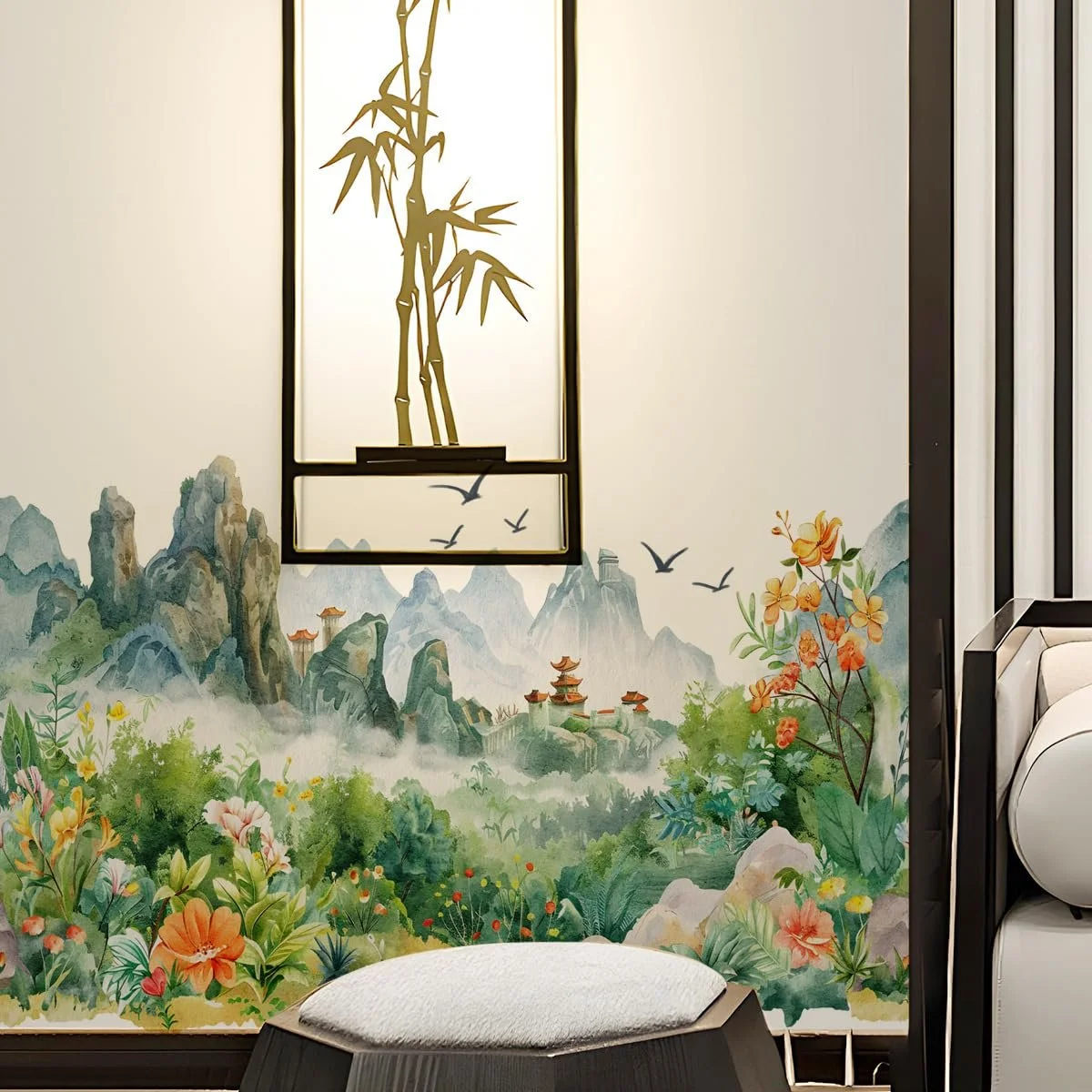 Наклейка на стіну Runtoo Гори Пейзаж Квіти Джунглі, фото №3