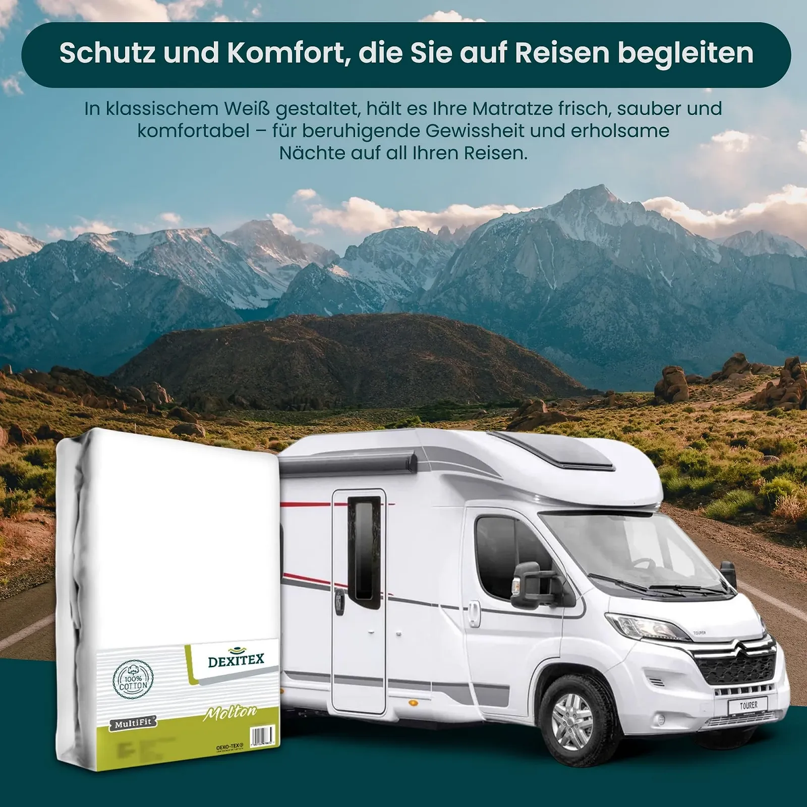 Наматрасник Dexitex Queen Size Molleton для матраса Queen Bed (135-160 см x 210), белый, фото №2