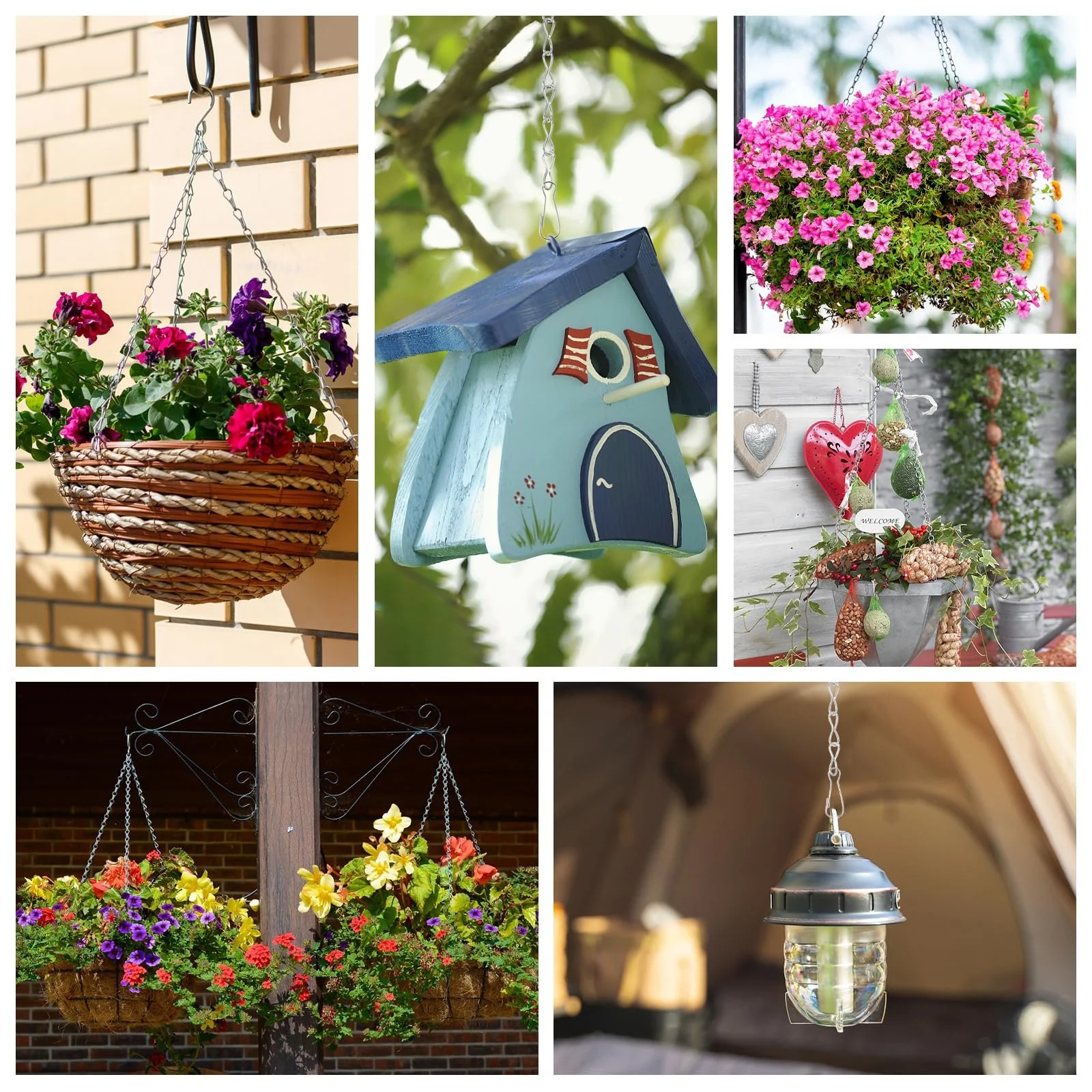 Цепочки для подвесных корзин 12 шт. 25 см металлические серебристые, фото №7