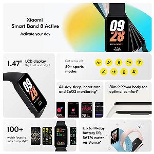 Фитнес-браслет Xiaomi Smart Band 8 Active, 1,45-дюймовый LCD-дисплей synthetic.ua - Фото 1