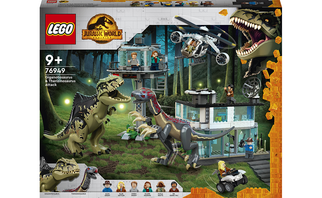 Детские конструкторы LEGO Jurassic World Атака гиганотозавра и теризинозавра 810 деталей 76949, фото №1