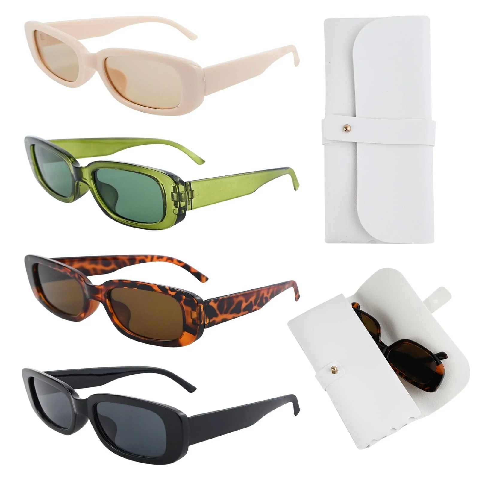 Сонцезахисні окуляри VINEST Вінтажні Прямокутні Бежевий, набір 4 шт, фото №1