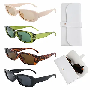 Сонцезахисні окуляри VINEST Вінтажні Прямокутні Бежевий, набір 4 шт - Фото 1