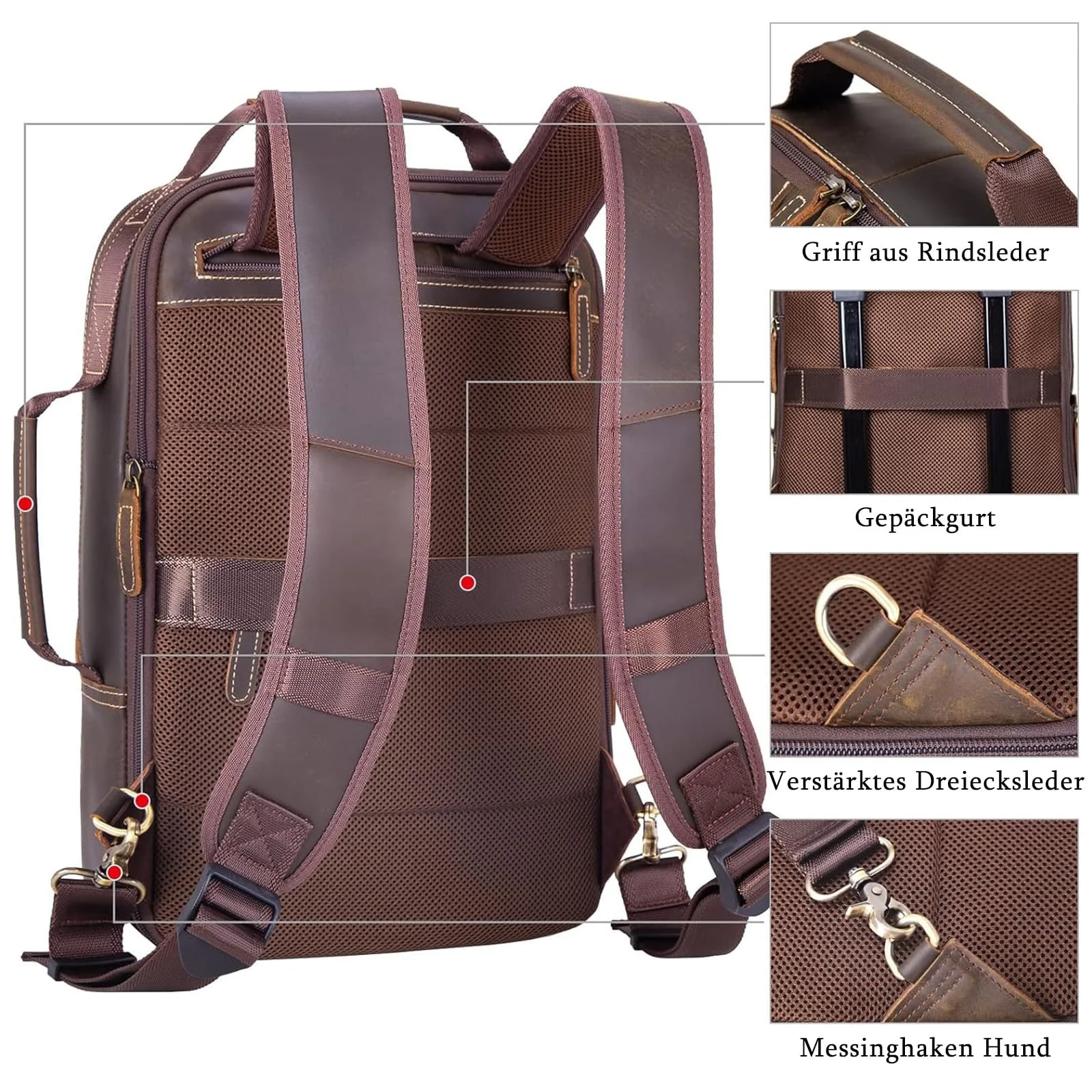 Рюкзак для ноутбука TIDING 15.6 дюйма Leather Business, фото №7 Рюкзак для ноутбука TIDING 15.6 дюйма Leather Business, фото №7