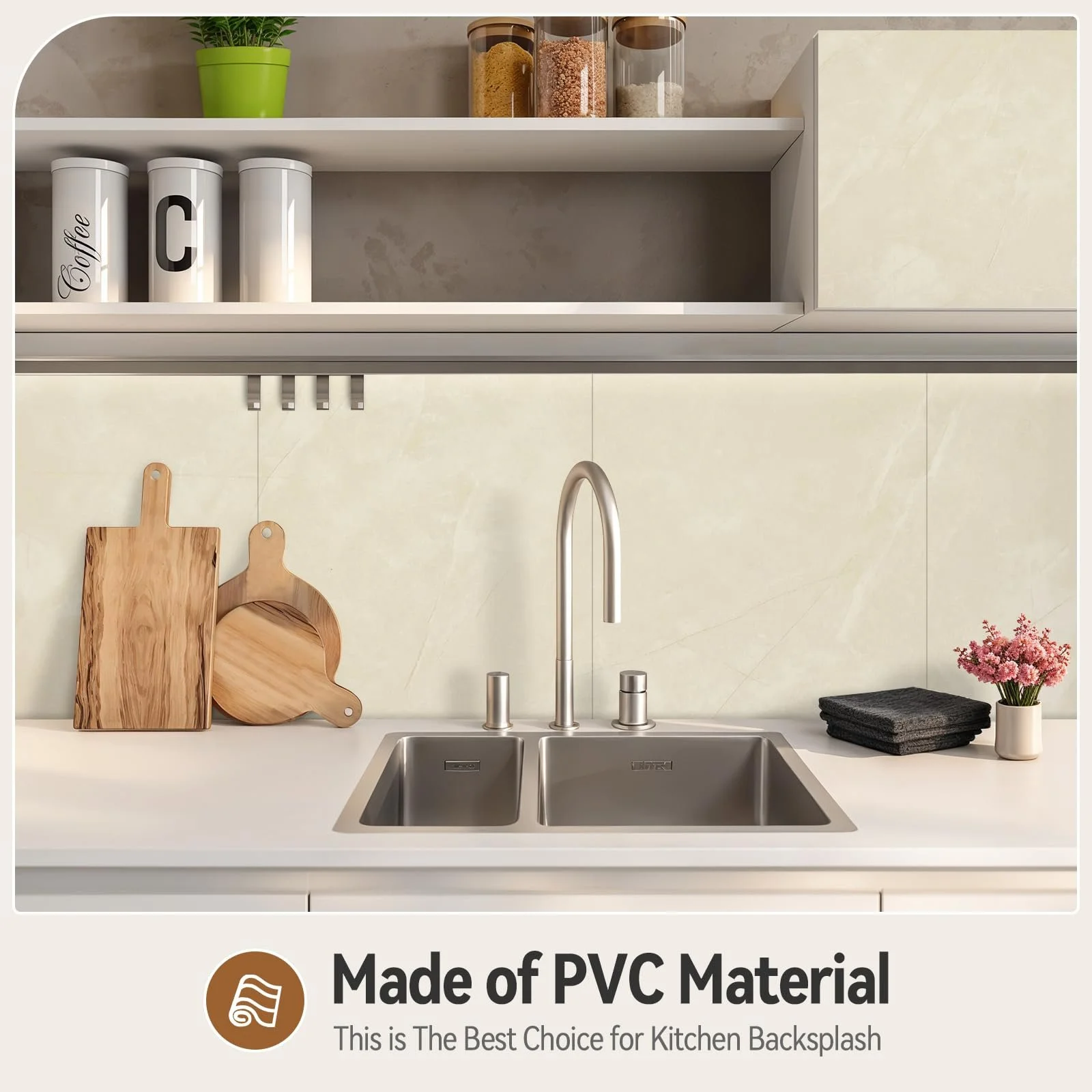 Наклейки на плитку Warmiehomy Marble вінілові самоклеючі 60 х 30 см 10 шт. Бежево-білий, фото №4 Наклейки на плитку Warmiehomy Marble вінілові самоклеючі 60 х 30 см 10 шт. Бежево-білий, фото №4