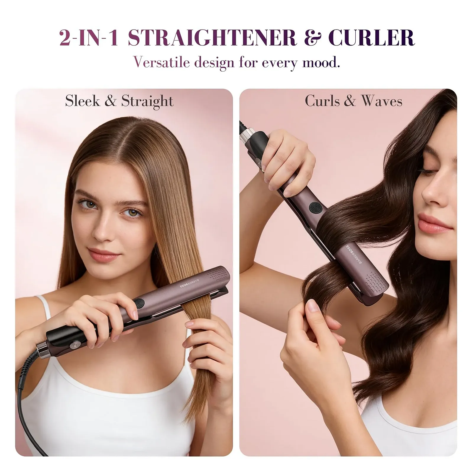 Випрямляч для волосся BarberBoss Professional QR-8411 керамічні рухомі пластини Purple, фото №5 Випрямляч для волосся BarberBoss Professional QR-8411 керамічні рухомі пластини Purple, фото №5