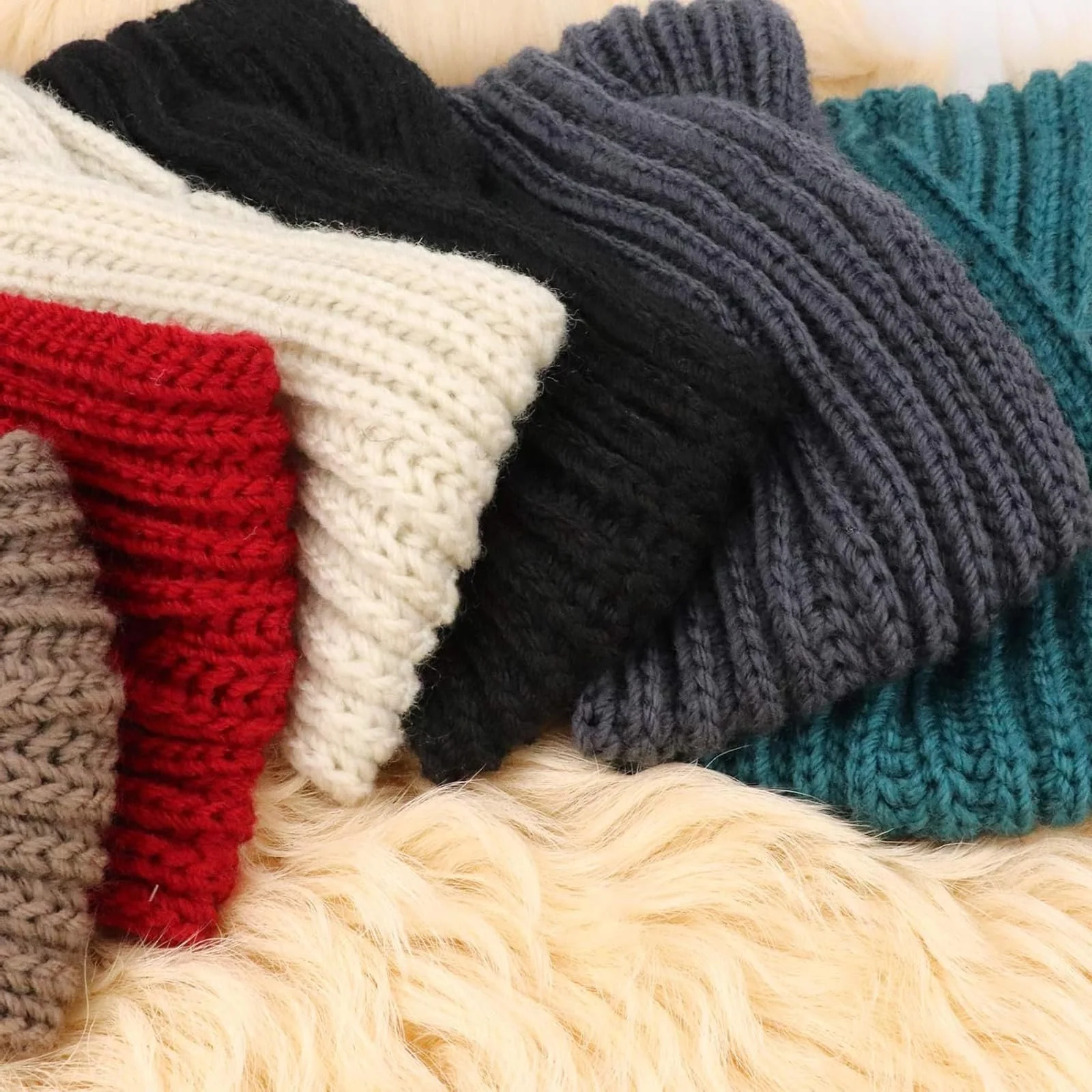 Пов'язка на голову В'язана еластична Осінь-Зима Комплект з 4 штук, фото №6