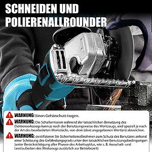 Батарейний кутовий шліфувальний апарат заміна для Makita DGA517Z безщітковий різальний шліфувальний диск 125 мм 850 Вт з 2 x 5500 мАг батареями шліфування для видалення фарби та розчину synthetic.ua - Фото 1