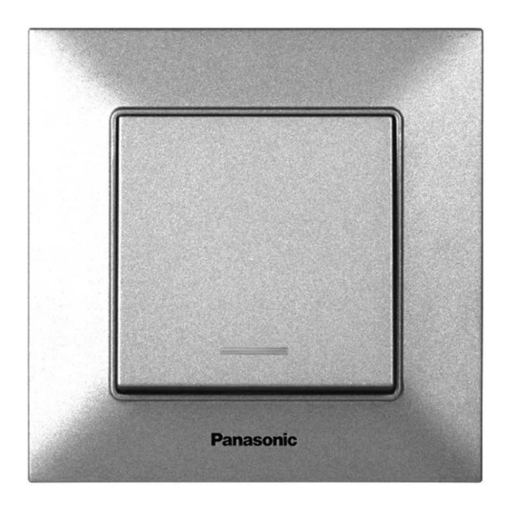 Выключатель Panasonic Arkedia Slim одноклавишный проходной с подсветкой серебряный, фото №1