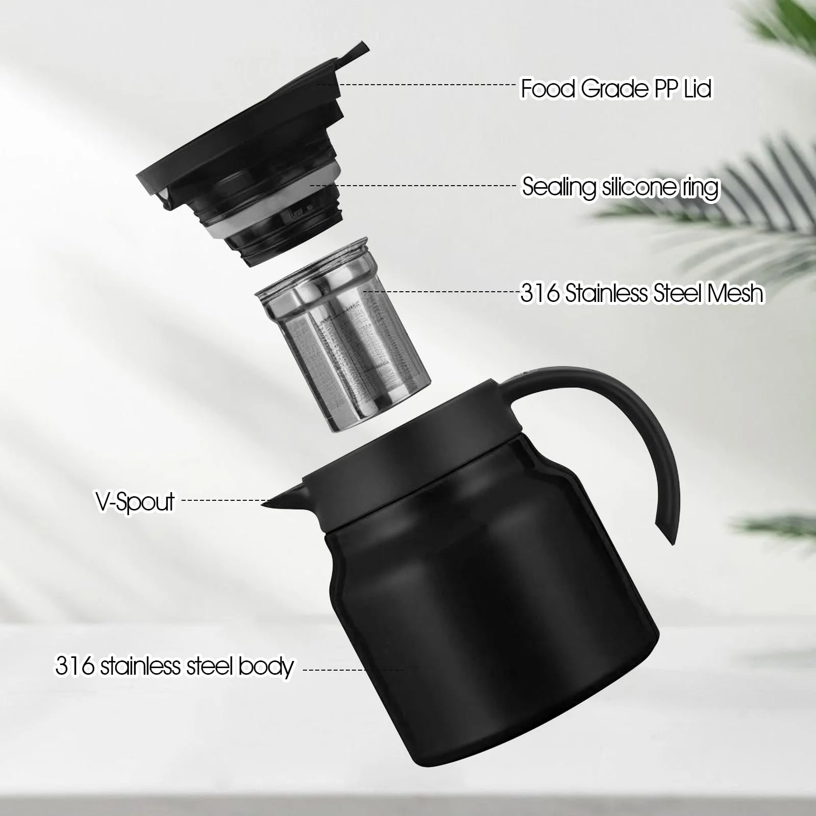 Термос-кавник 1 л Thermos Flask з вставкою-сіткою, кавник з нержавіючої сталі, фото №3