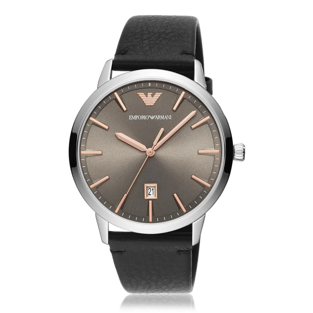 Часы Emporio Armani Мужские Кварцевые С датой Ремешок кожаный, корпус 43 мм, фото №4