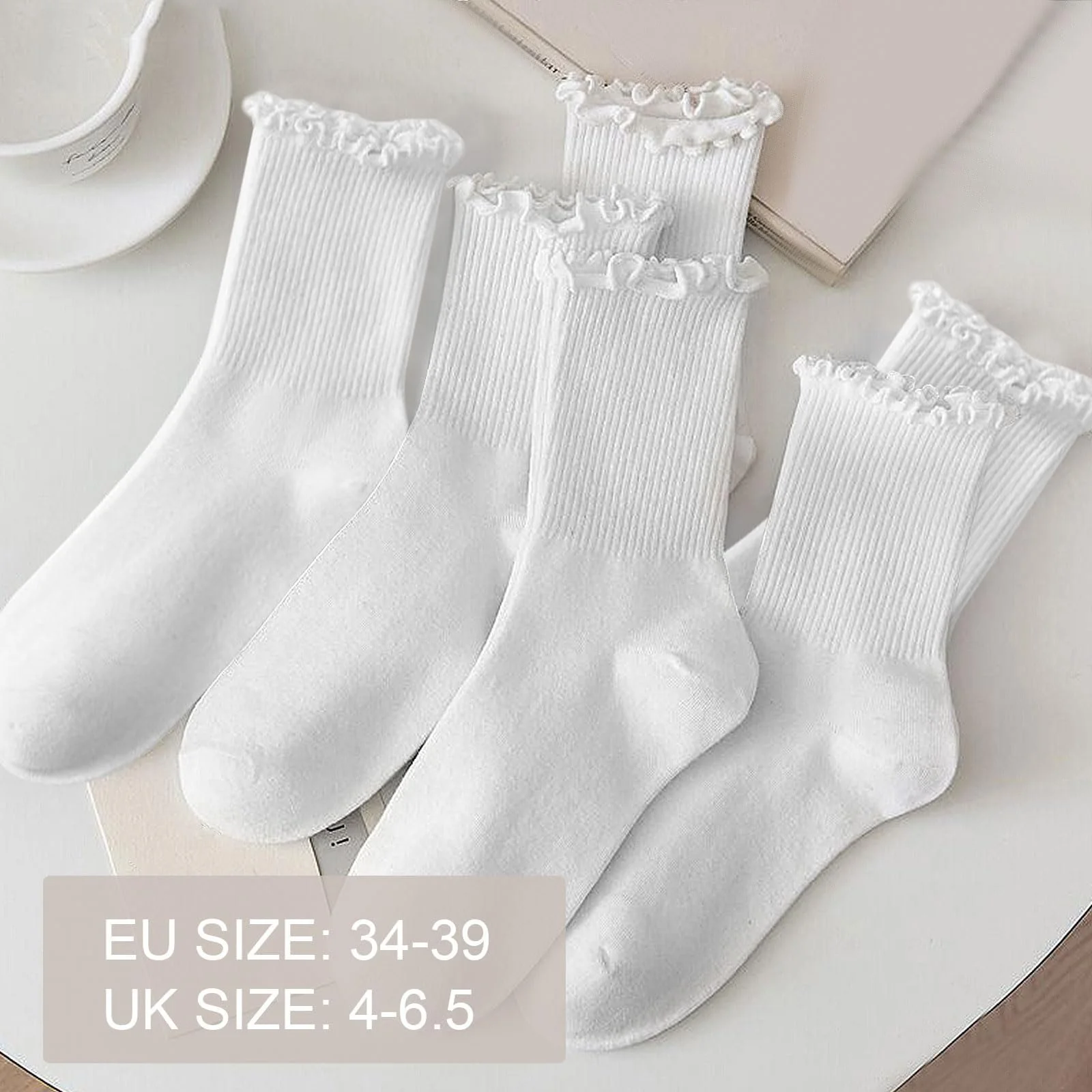 Носки с рюшами Белые 6 пар, фото №2 Носки с рюшами Белые 6 пар, фото №2