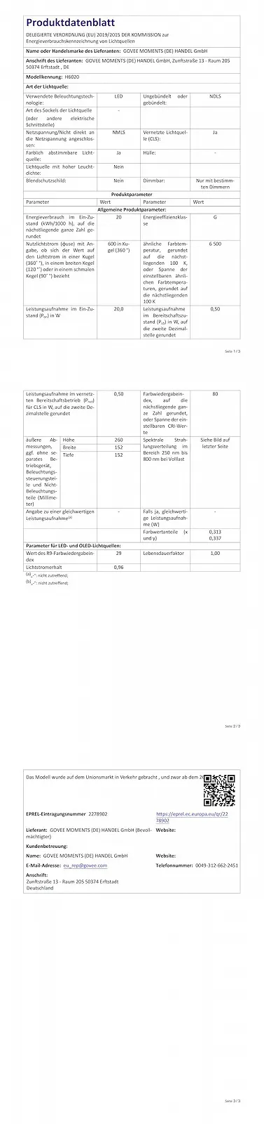 Настільна лампа Govee JBL 2 Pro x Sound LED RGBIC Matter 600 лм, фото №10