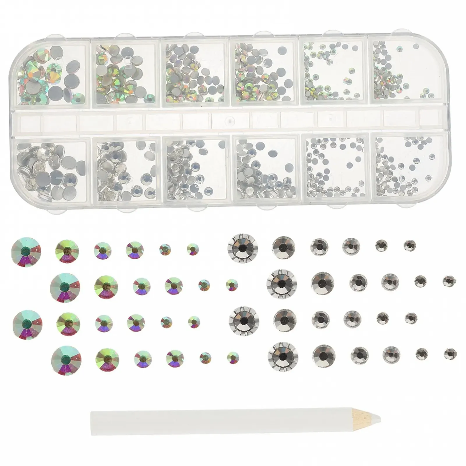 Стразы Плоские FRCOLOR 3 шт. для дизайна ногтей Блестящие стеклянные бриллианты с ручками для нейл-арта для творческого маникюра и украшений для ногтей, лица и тела, фото №6