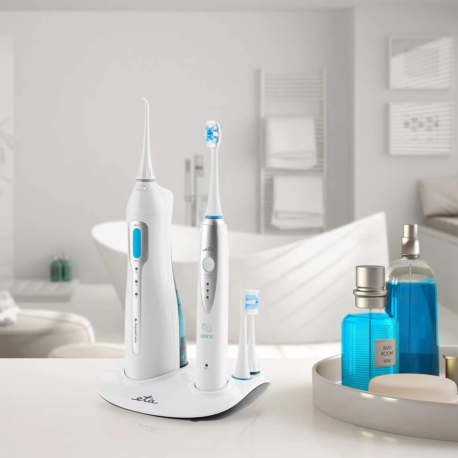 Центр ухода за полостью рта ETA Mouth Centre звуковая зубная щетка и ирригатор Синяя, белая, фото №2