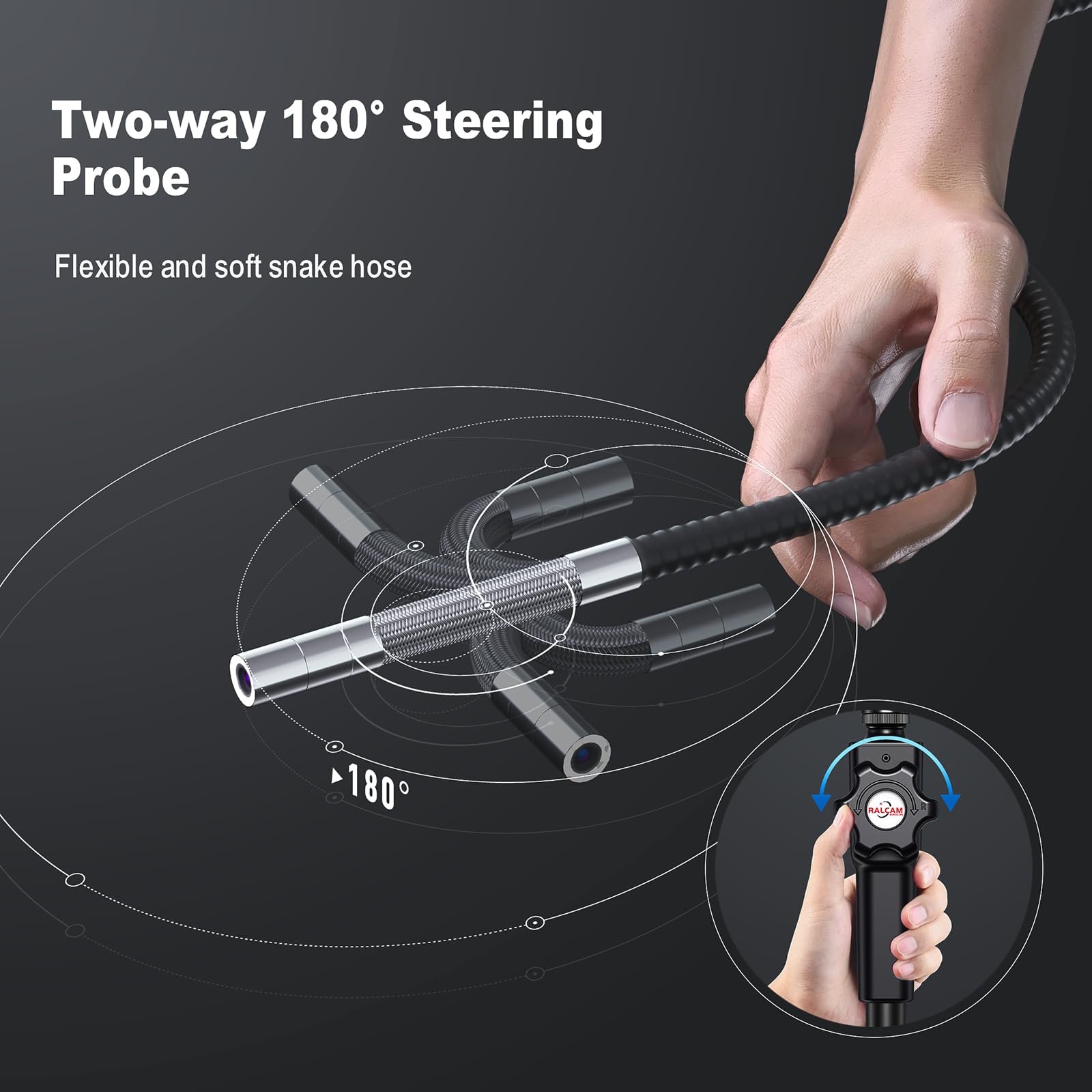 Эндоскопическая камера Ralcam 8.5 mm HD1080P с подсветкой, 6 LED, гибкий кабель 1 м для Android и iOS, фото №2