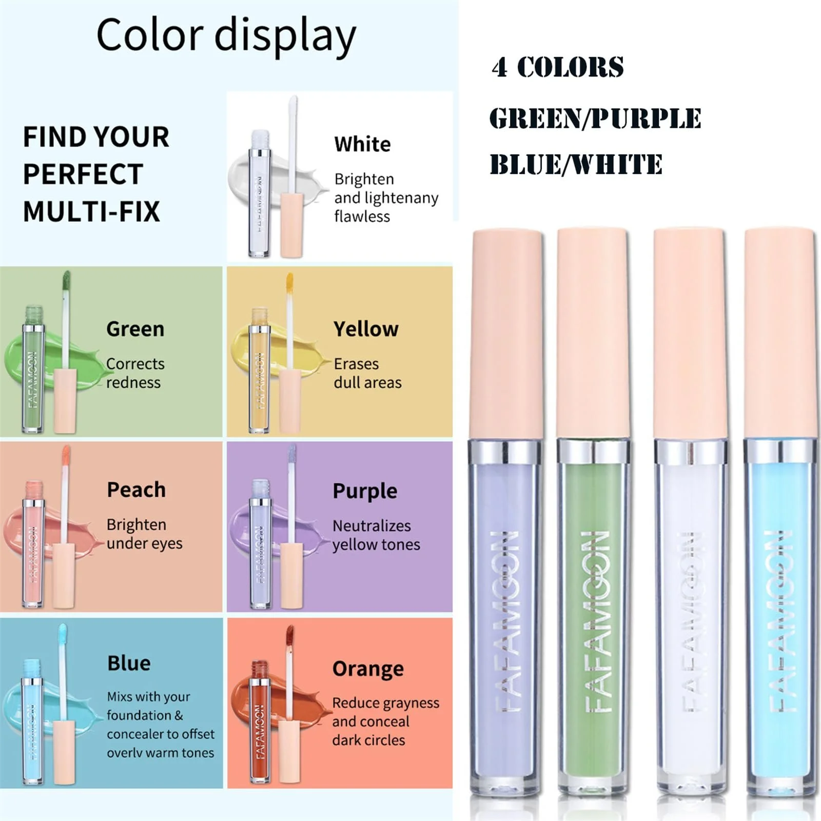 Консилер Mikabila 4-колірний (06, F) для корекції, консилер від темних кіл, коректор кольору, фото №4