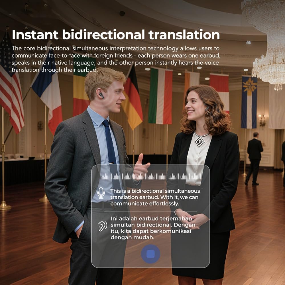 Навушники-перекладач Ki NE40, 3-в-1 навушники з перекладом в реальному часі, 150 мов, сенсорний екран, фото №5