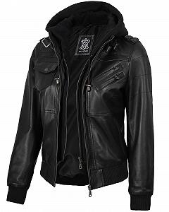 Жіноча шкіряна куртка fjackets зі знімним капюшоном - Фото 1
