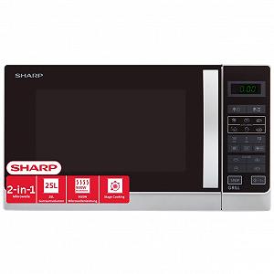 Микроволновая печь 2-в-1 с грилем SHARP R742WW 25 л 900 Вт Гриль 1000 Вт LED дисплей 8 автоматических программ Разморозка по весу Блокировка от детей Энергосберегающий режим Высокая решетка Белая - Фото 1