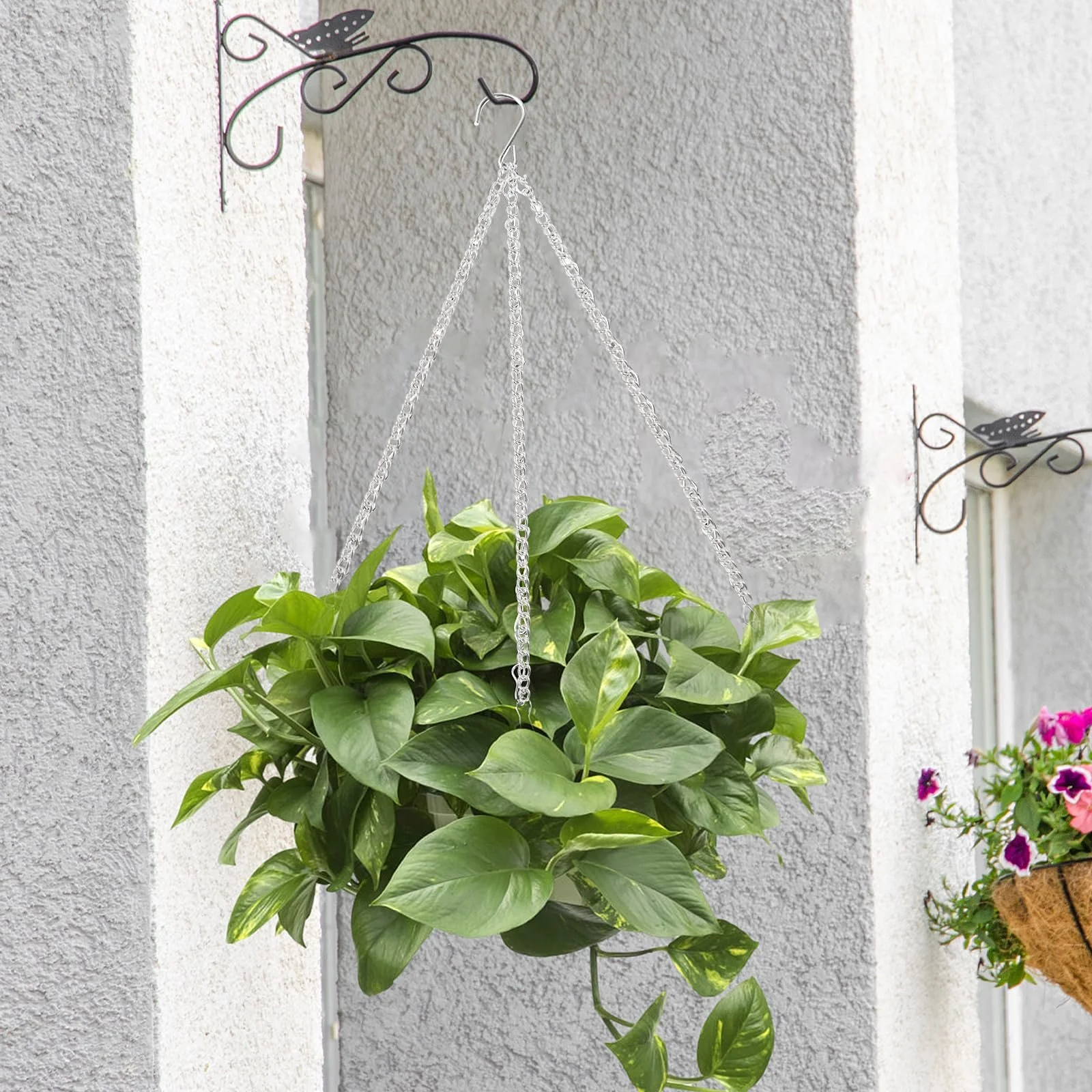 Ланцюги для підвісних кошиків 4 шт 25.7 см з кліпсами та S-подібними гачками сріблясті, фото №6