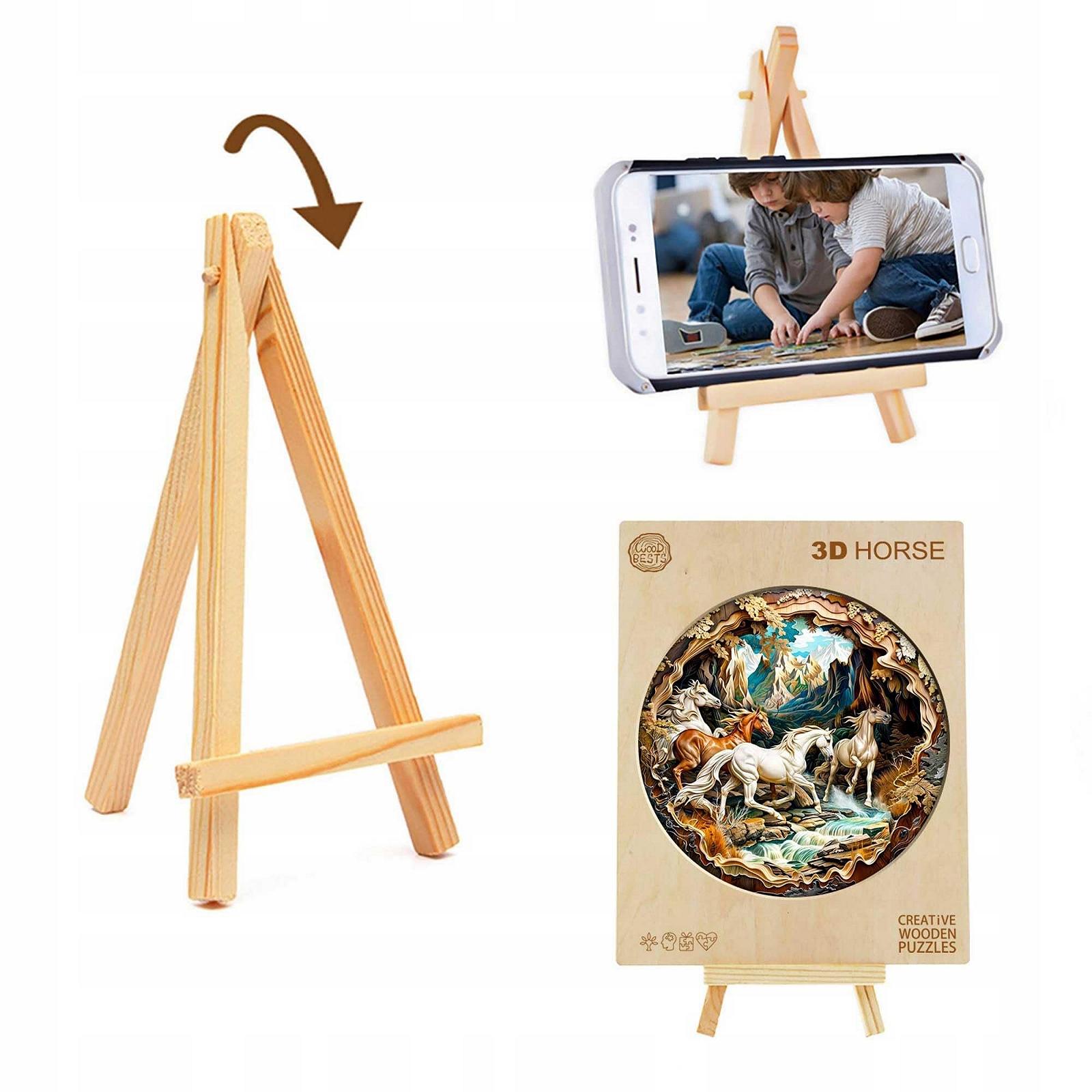 Дерев'яний пазл Wild Horses in Galloping 3D-ефект 300 деталей з міні-мольбертом та коробкою, фото №5