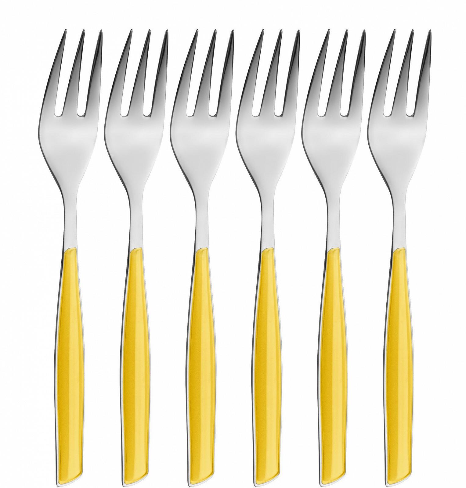 Набор вилок для торта Bugatti Glamour GL6U-021F17/6, 6 шт., SAN/сталь, жёлтый, фото №1