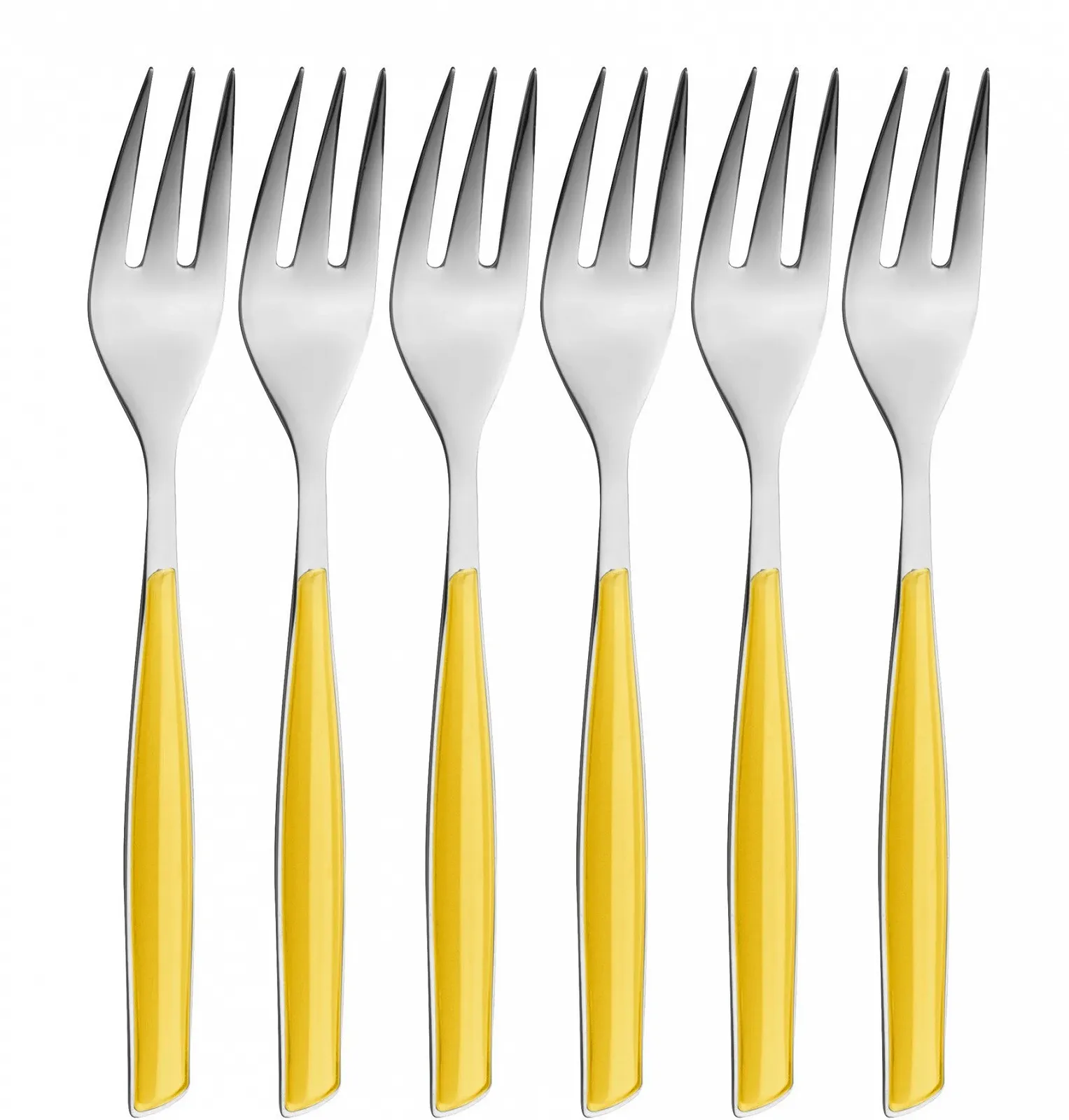Набір виделок для торта Bugatti Glamour GL6U-021F17/6, 6 шт., SAN/сталь, жовтий, фото №1 Набір виделок для торта Bugatti Glamour GL6U-021F17/6, 6 шт., SAN/сталь, жовтий, фото №1