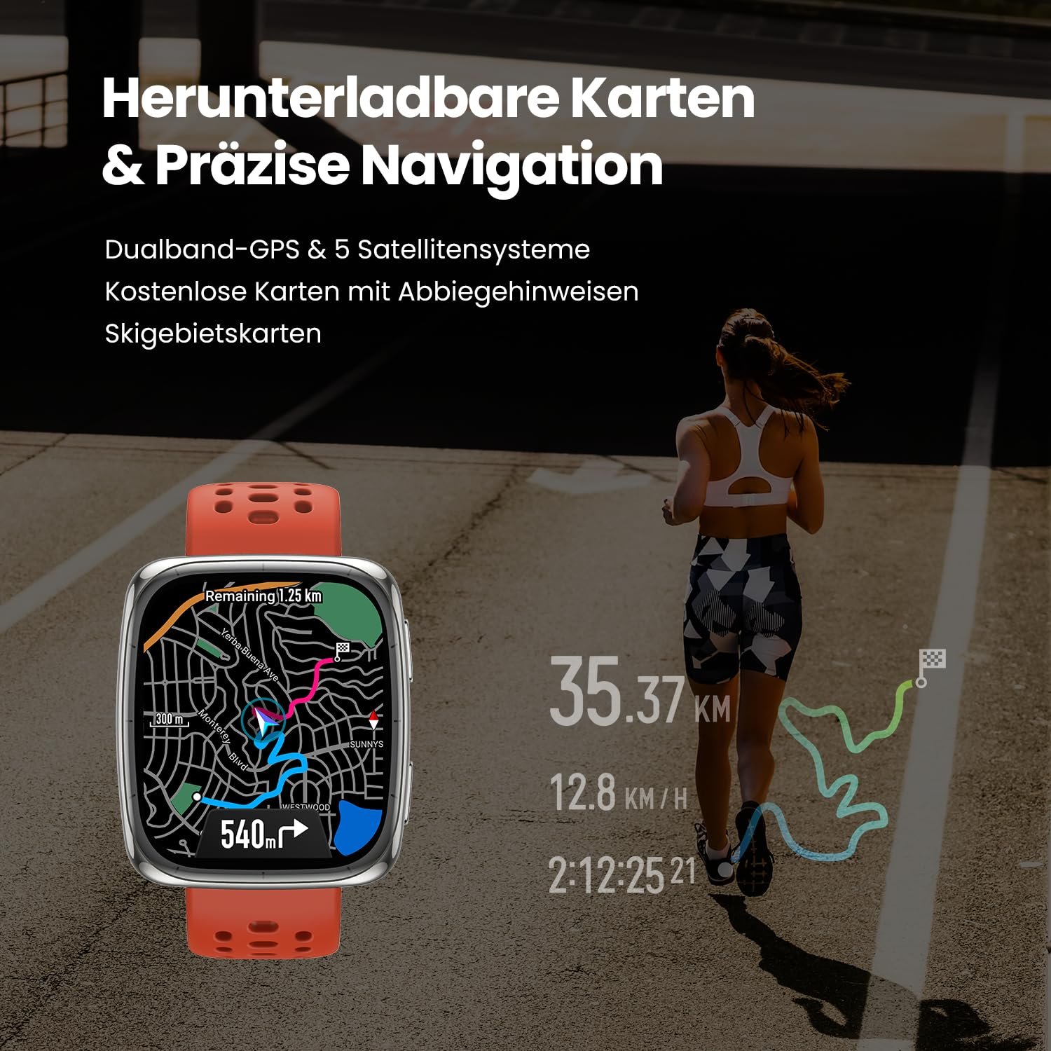 Смарт-годинник Amazfit Active 2, AMOLED-дисплей 1,75 дюйма, автономні карти з GPS, батарея на 10 днів, 160+ спортивних режимів, водонепроникний, монітор серцевого ритму та сну, чорний шкіряний ремінець, фото №5