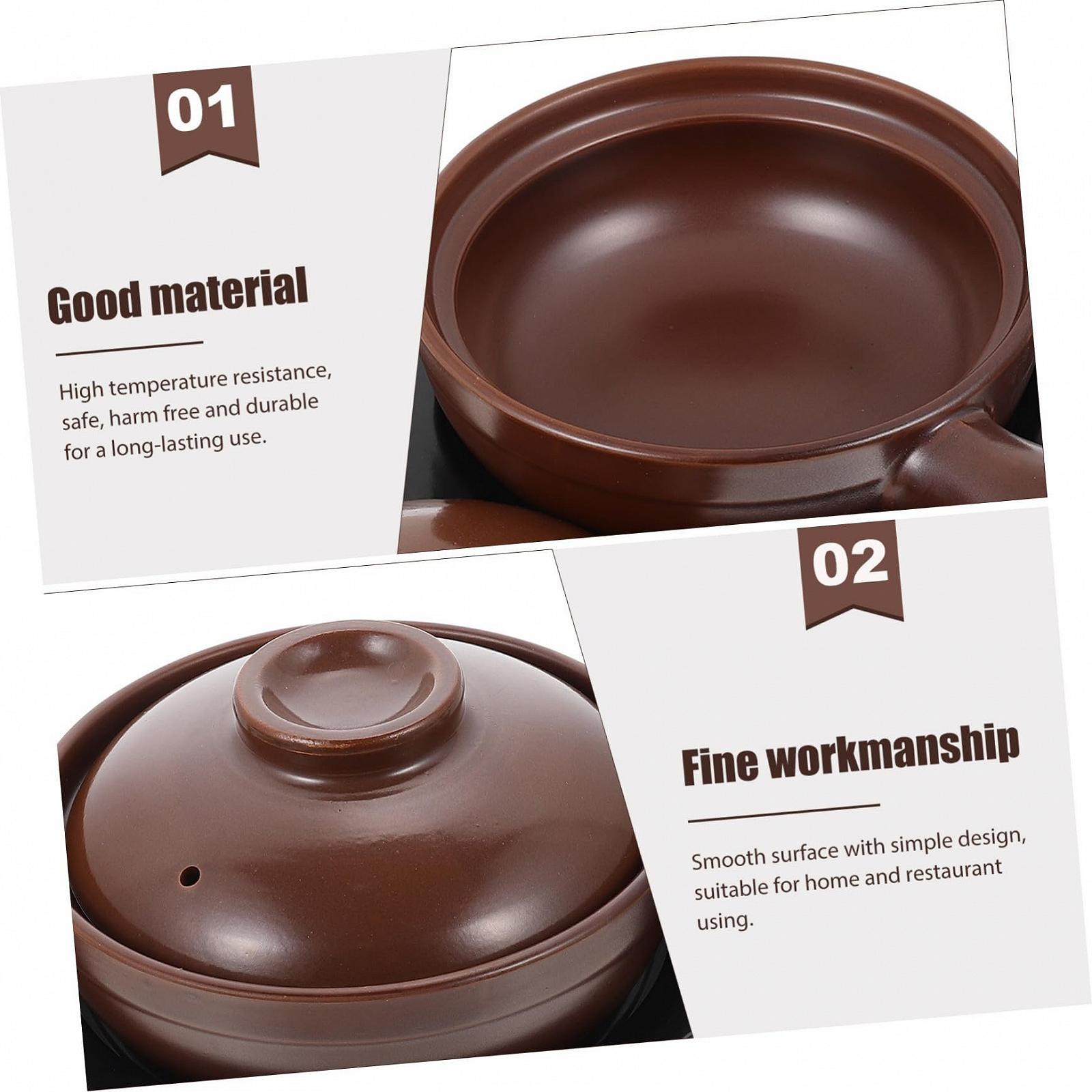 Кастрюля керамическая жаростойкая с нескользящими ручками и подносом для дома и ресторана, фото №6