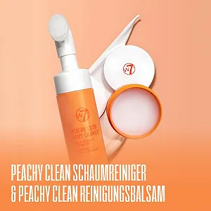 Бальзам для вмивання та зволожуюча пінка для вмивання W7 Peachy Clean ніжно видаляє макіяж, бруд та забруднення synthetic.ua - Фото 1