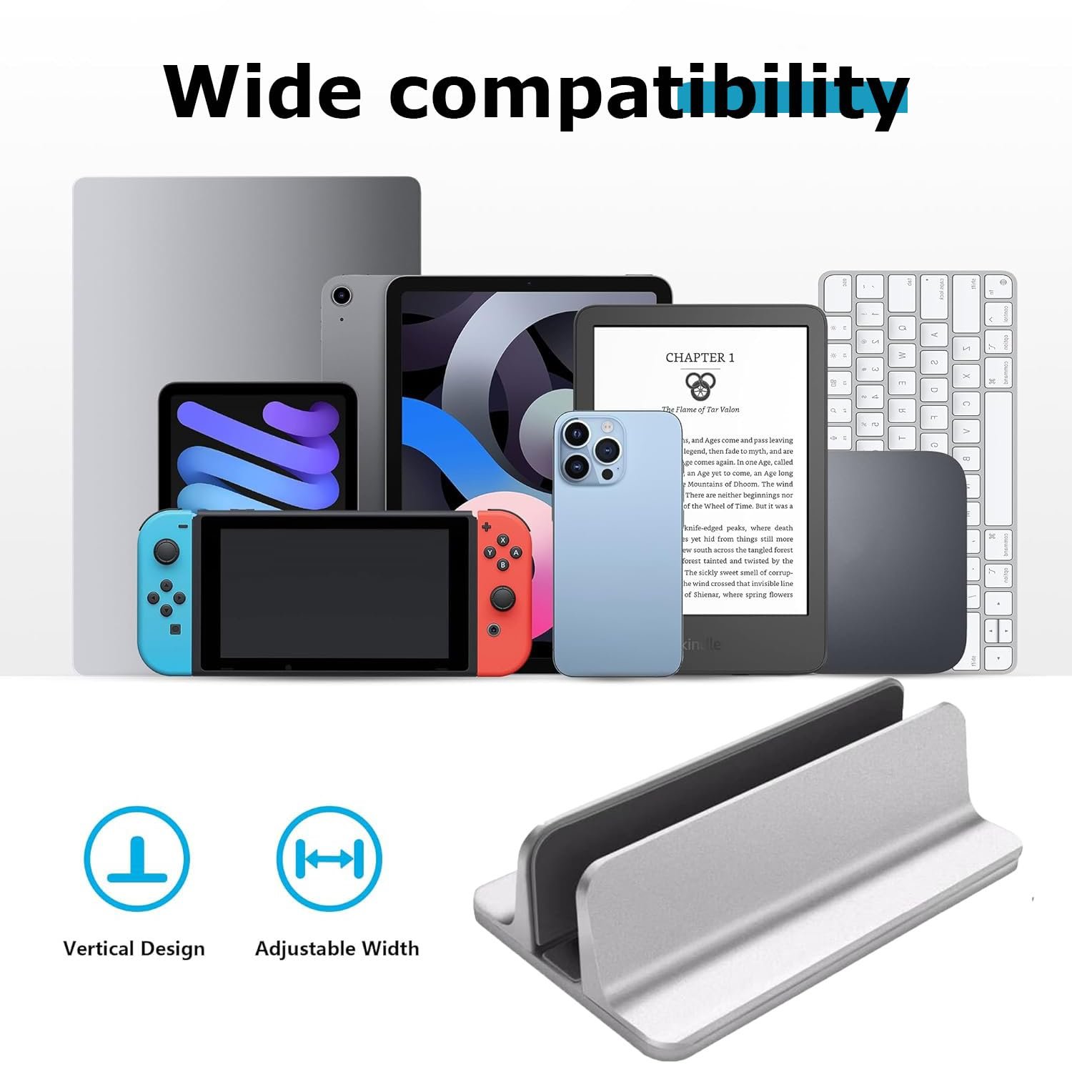 Подставка для ноутбука Вертикальная настольная подставка с регулируемым размером док-станции Совместима со всеми ноутбуками Серебристый, фото №4