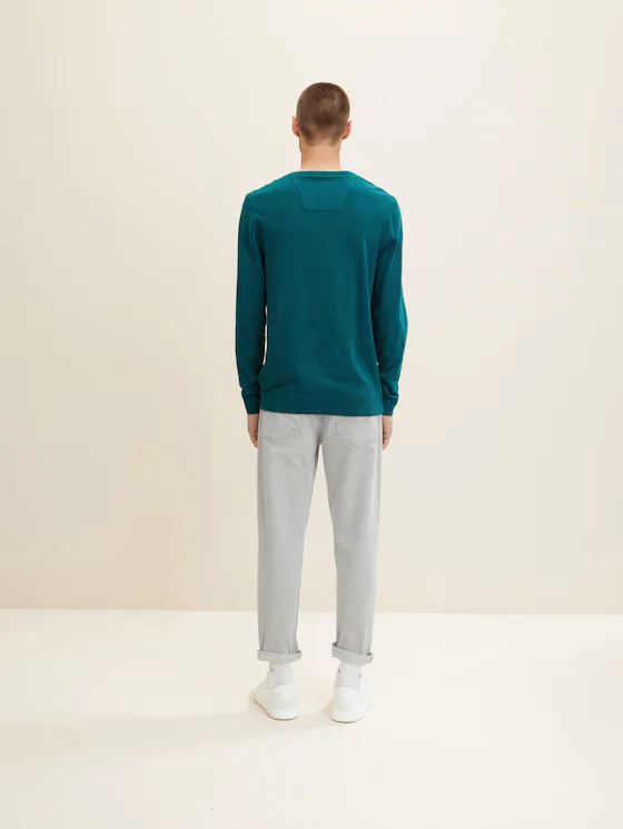 Джемпер Tom Tailor BASIC CREW NECK SWEATER Зеленый S, фото №2