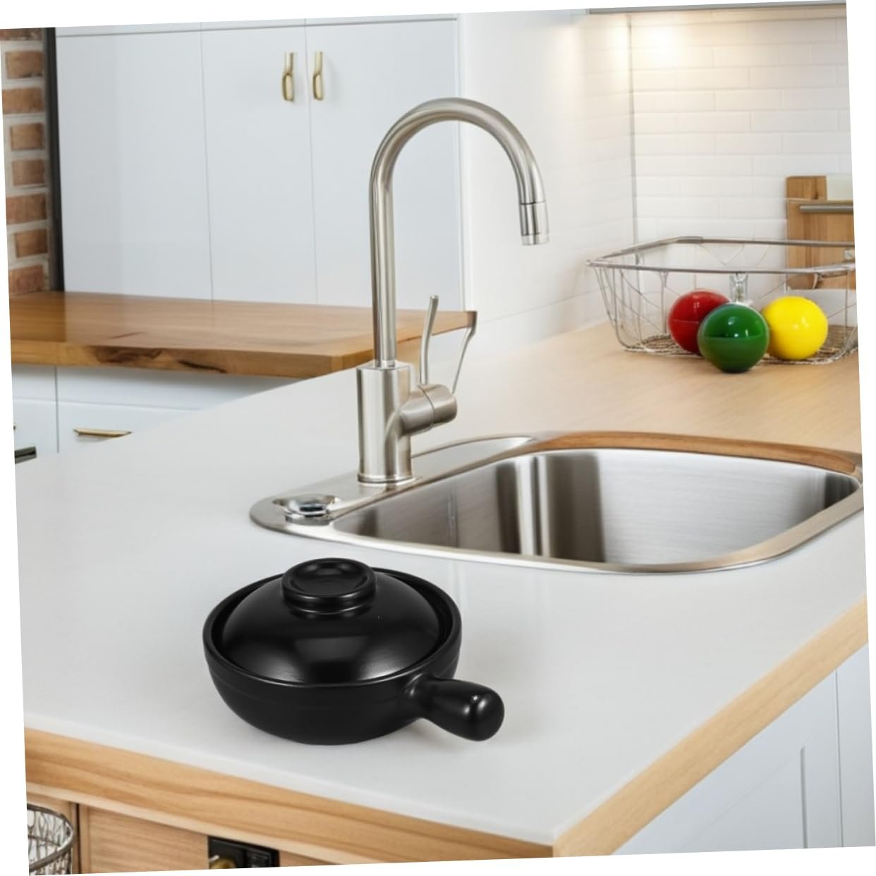 Горшок для приготовления глиняный с крышкой малый из натуральной терракоты многофункциональный для риса и супа, фото №5