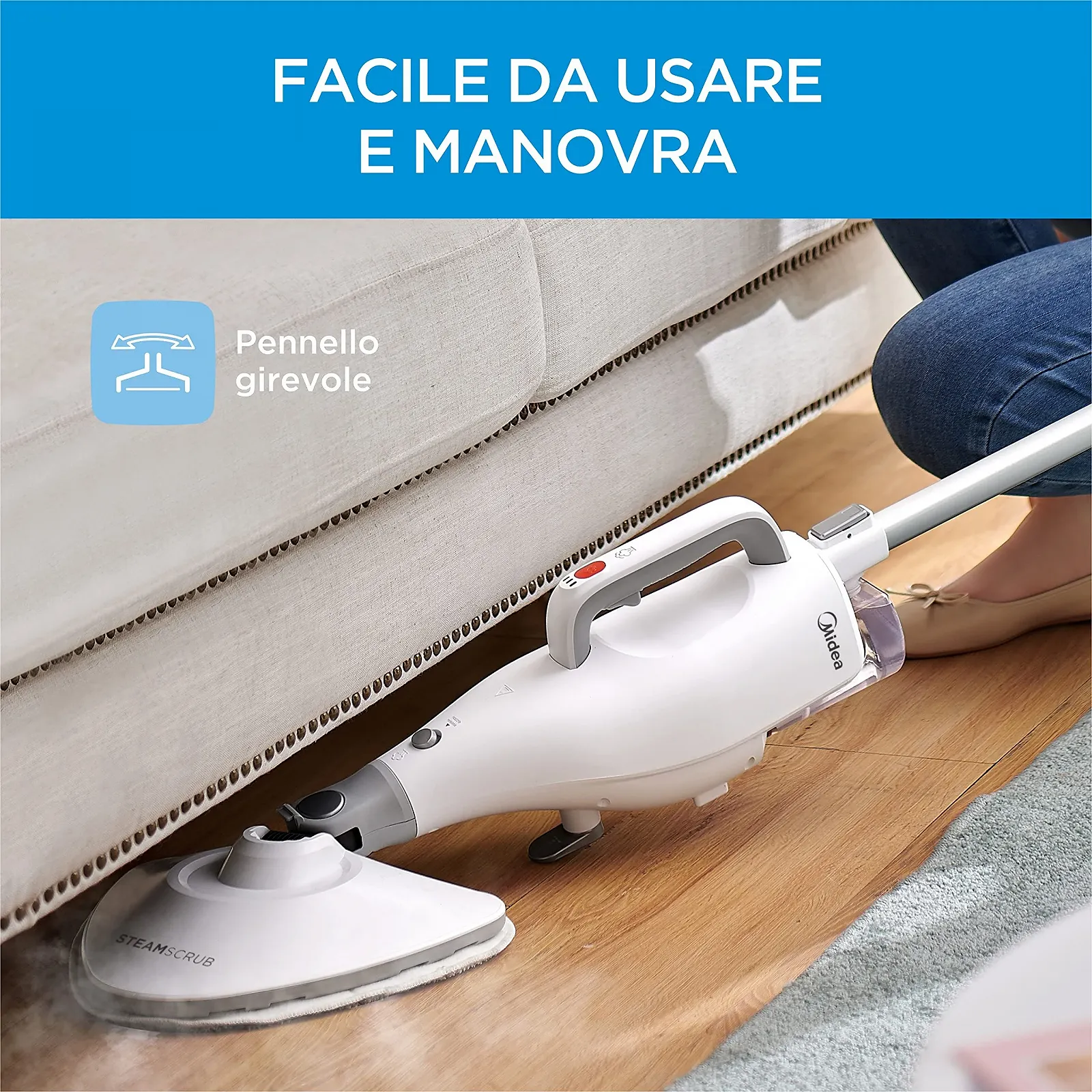 Парова швабра Midea MSM2115WW 10 в 1 біла та срібляста, фото №4