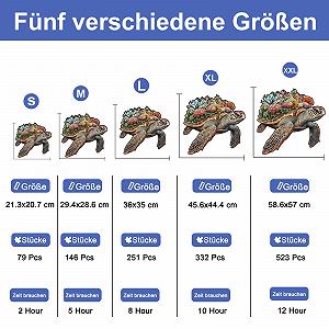 Деревянный пазл Sea Turtle 251 деталь L 36 x 35 см - Фото 1