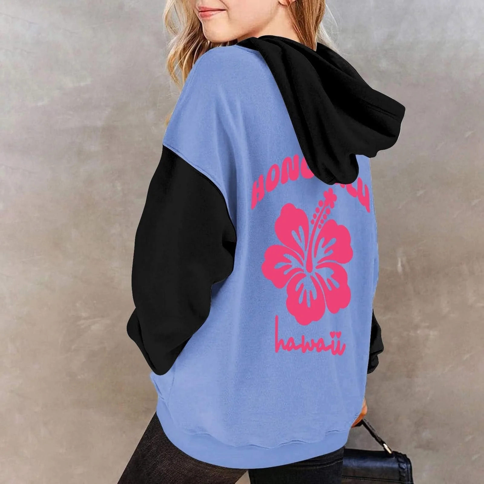 Худи для девочки Однотонный с карманом, фото №3