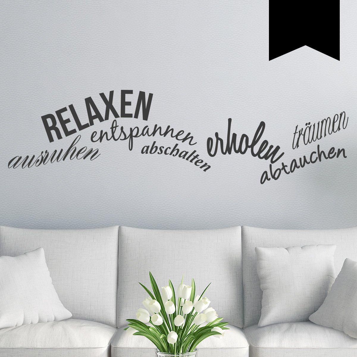 Наклейка на стіну Relax, Relax, Switch Off, Dive, Rest, Recover, Dream 60 x 16 см Чорна, фото №1 Наклейка на стіну Relax, Relax, Switch Off, Dive, Rest, Recover, Dream 60 x 16 см Чорна, фото №1