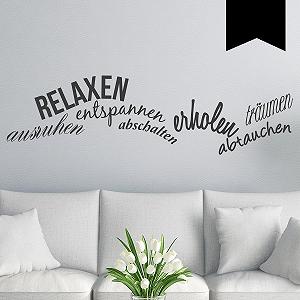 Наклейка на стіну Relax, Relax, Switch Off, Dive, Rest, Recover, Dream 60 x 16 см Чорна - Фото 1