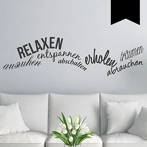 Купити Наклейка на стіну Relax, Relax, Switch Off, Dive, Rest, Recover, Dream 60 x 16 см Чорна - Фото 1 Наклейка на стіну Relax, Relax, Switch Off, Dive, Rest, Recover, Dream 60 x 16 см Чорна - Фото 1