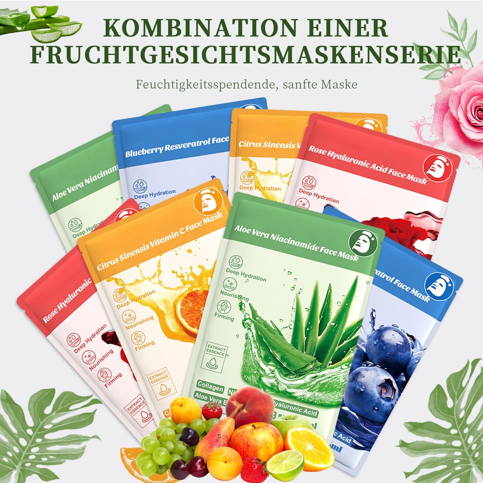 Тканинні маски для обличчя Набір Зволоження Зміцнення, фото №7