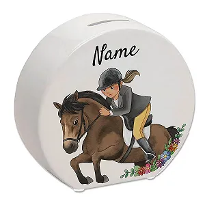Скарбничка персоналізована для дівчинки з вершником Породи коней - Фото 1