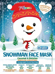 Тканевая маска для лица 7th Heaven Snowman с кокосом и бетаином - для питания и осветления кожи - Limited Edition - Фото 1