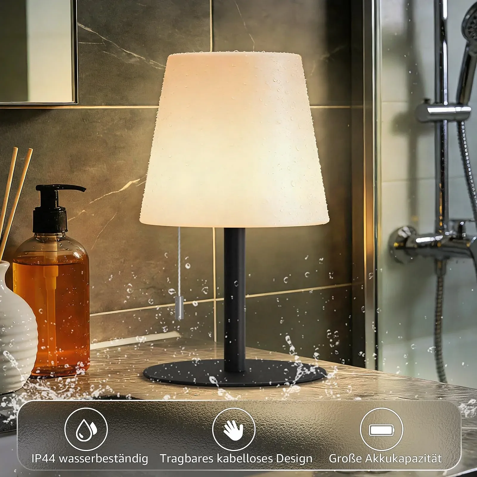 Настільна лампа uuffoo LED акумуляторна бездротова 8 кольорів IP44 USB C, фото №2