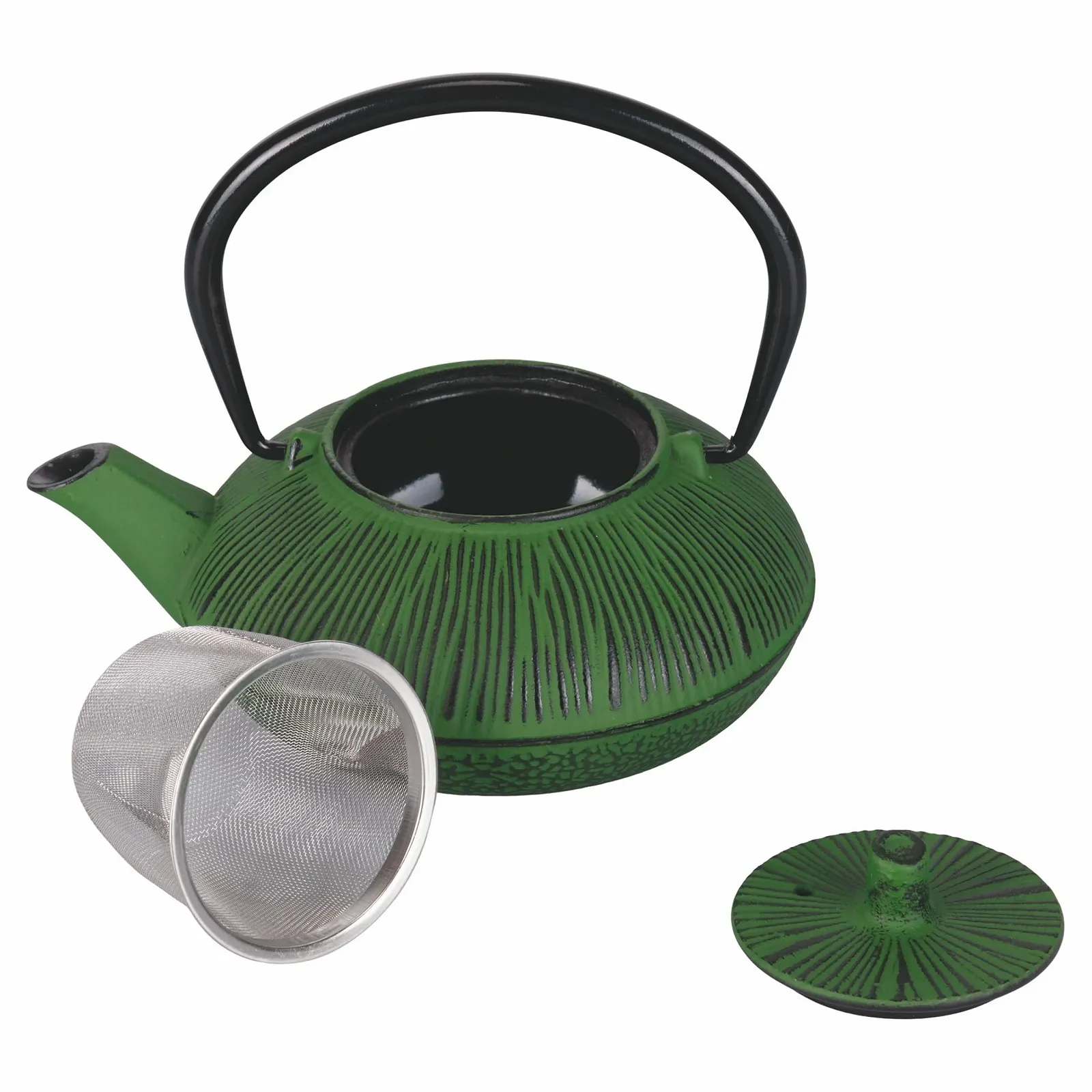 Чайник-заварник Чавунний 500 мл Складна Ручка Фільтр з нержавіючої сталі Зелений, фото №2