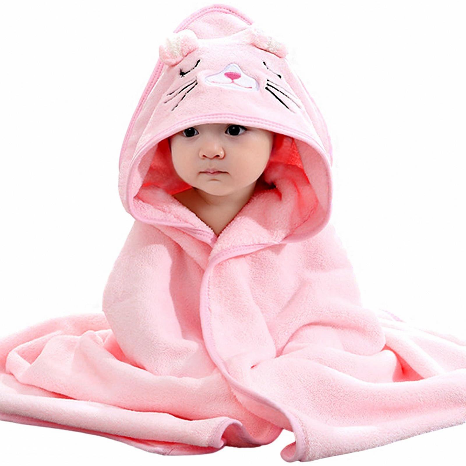 Полотенце с капюшоном Lvefyti 80 x 80 см, из кораллового флиса, розовый, фото №1