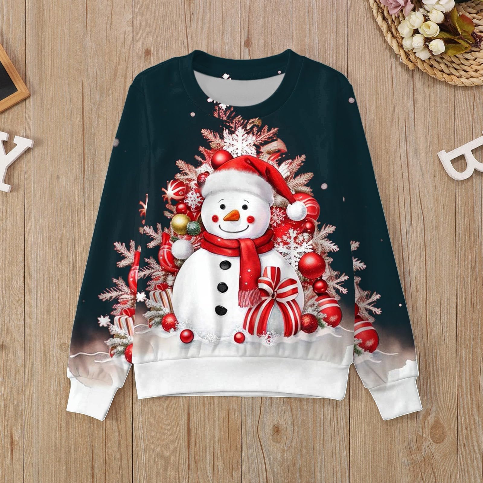 Різдвяний светр Generisch Snowman Print Різдвяний светр, фото №2